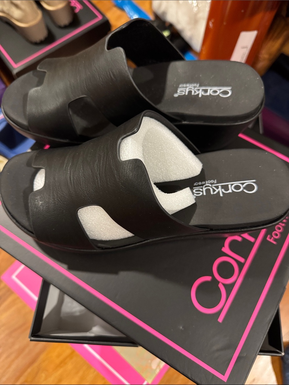 Corkys Black Slide Clog Sandals